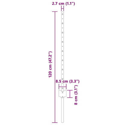 Zaunpfosten 5 pcs Grau 80 cm Stahl