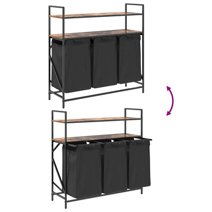 Wäschekorb 3 Fächer mit Ablagen Räuchereiche