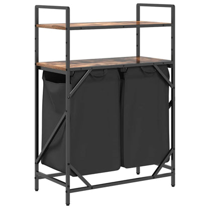 Wäschekorb 2 Fächer mit Ablagen Räuchereiche