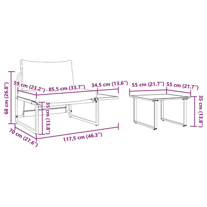 Gartensofa-set 2 pcs Hellgrau Stahl