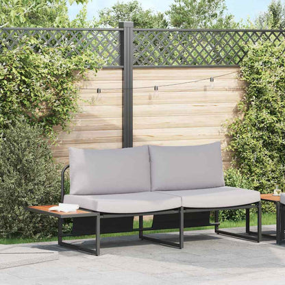 Garten-Sofa mit Kissen Hellgrau 200,5 x 70 x 85,5 cm Stahl