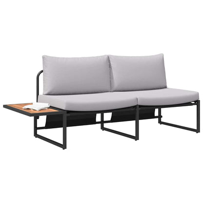 Garten-Sofa mit Kissen Hellgrau 200,5 x 70 x 85,5 cm Stahl