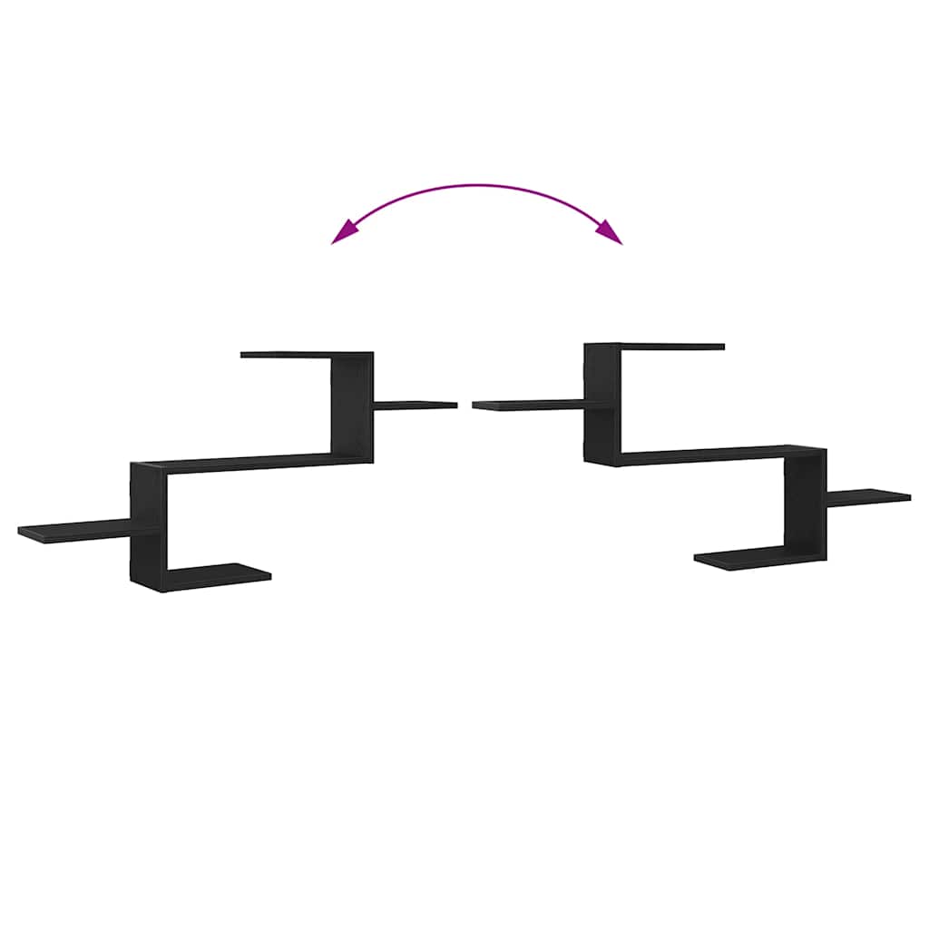 Wandregal Schwarz Eichen-Optik 104x15x49 cm Holzwerkstoff