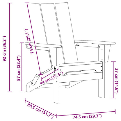 Klappbarer Adirondack-Stuhl Hellgrau 80,5 x 74,5 x 92 cm HDPE