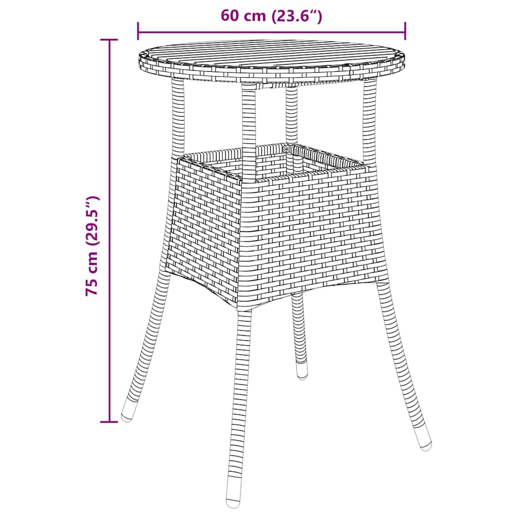 Garten Essgruppe 3 pcs Grau Poly-Rattan