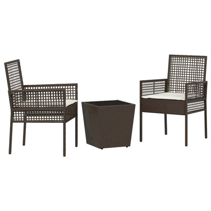 Garten Bistro Set 3 pcs Braun Poly-Rattan