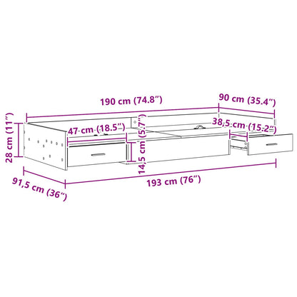 Bettrahmen mit Kopfteil Weiß 90 x 190 cm Holzwerkstoff
