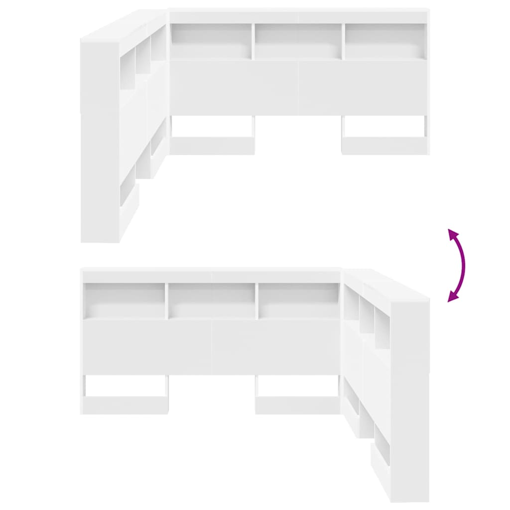 Aufbewahrungskopfteil mit Regal Weiß 150 cm Holzwerkstoff