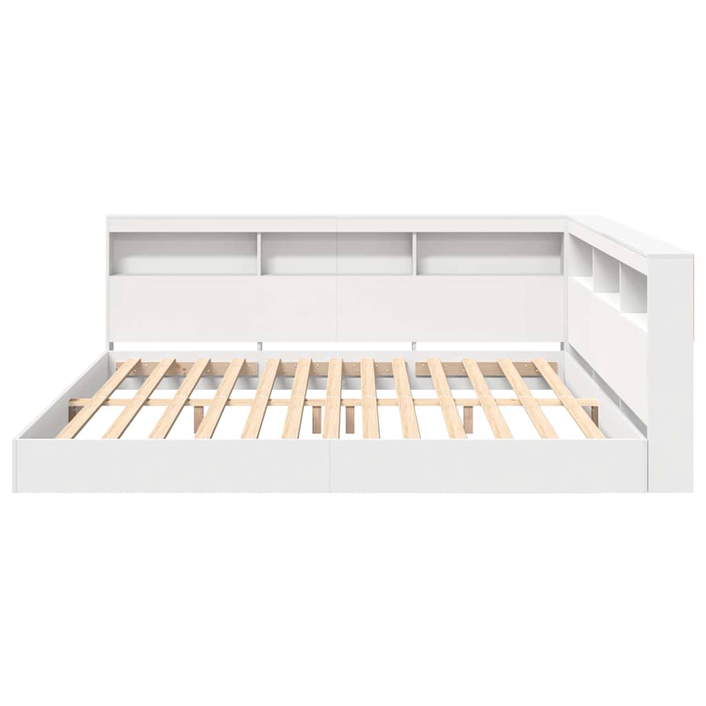 Bücherregal-Bett mit Kopfteil Weiß 180 x 200 cm Holzwerkstoff