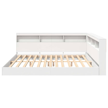 Bücherregal-Bett mit Kopfteil Weiß 180 x 200 cm Holzwerkstoff