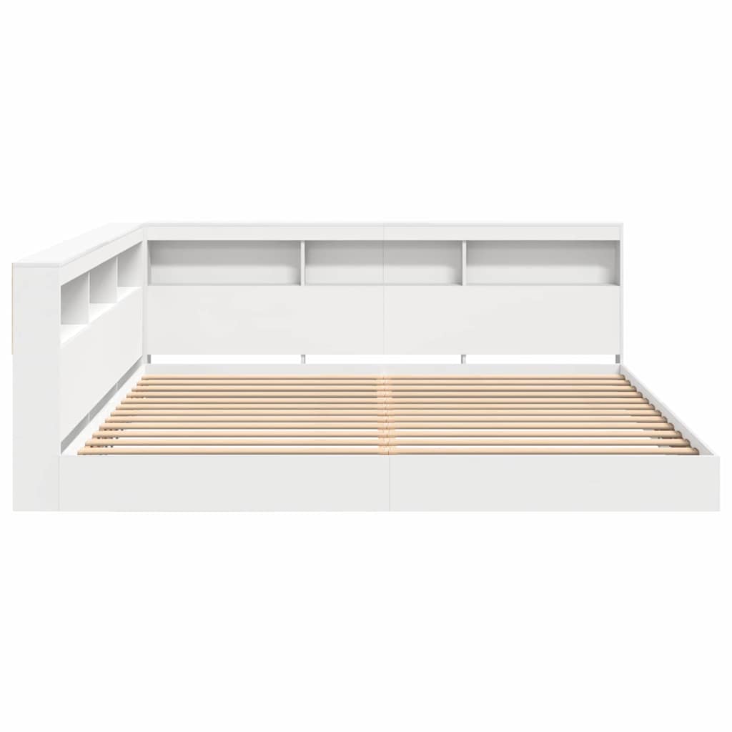 Bücherregal-Bett mit Kopfteil Weiß 180 x 200 cm Holzwerkstoff