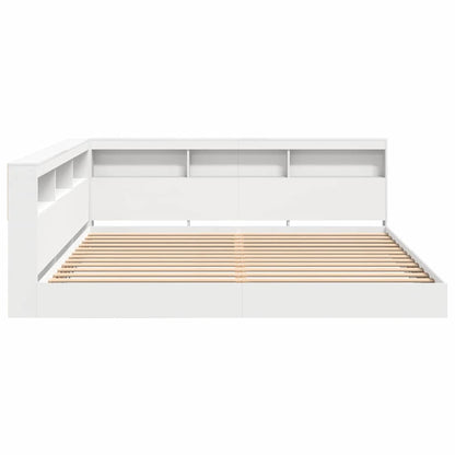 Bücherregal-Bett mit Kopfteil Weiß 180 x 200 cm Holzwerkstoff