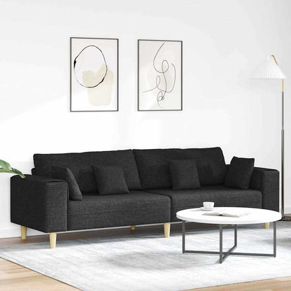 Sofa mit Kissen Schwarz 250 x 77 x 76 cm Stoff