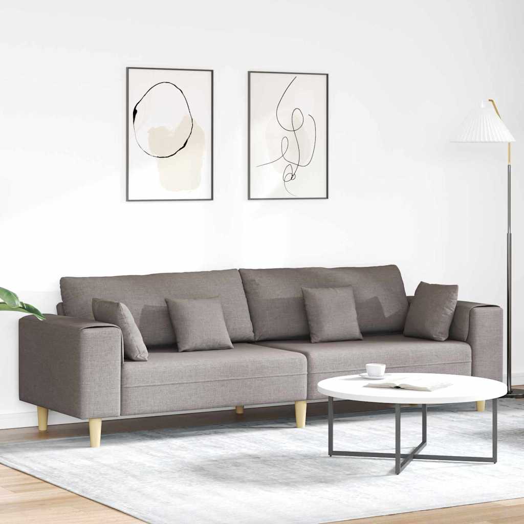 Sofa mit Kissen Taupe 250 x 77 x 76 cm Stoff
