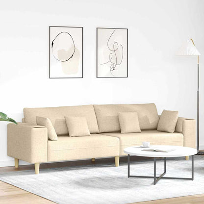 Sofa mit Kissen Creme 250 x 77 x 76 cm Stoff