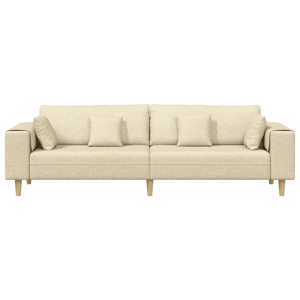 Sofa mit Kissen Creme 250 x 77 x 76 cm Stoff