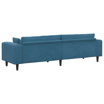 Sofa mit Kissen Blau 250 x 77 x 76 cm Samt