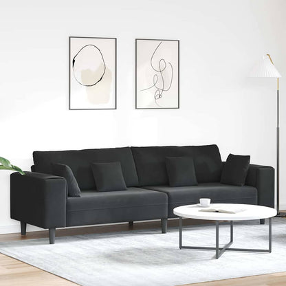 Sofa mit Kissen Schwarz 250 x 77 x 76 cm Samt