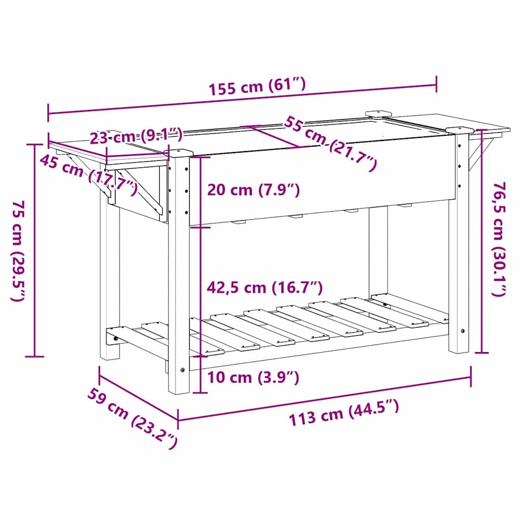 Garten-Pflanzgefäß mit Regal Beige 155 x 59 x 76,5 cm