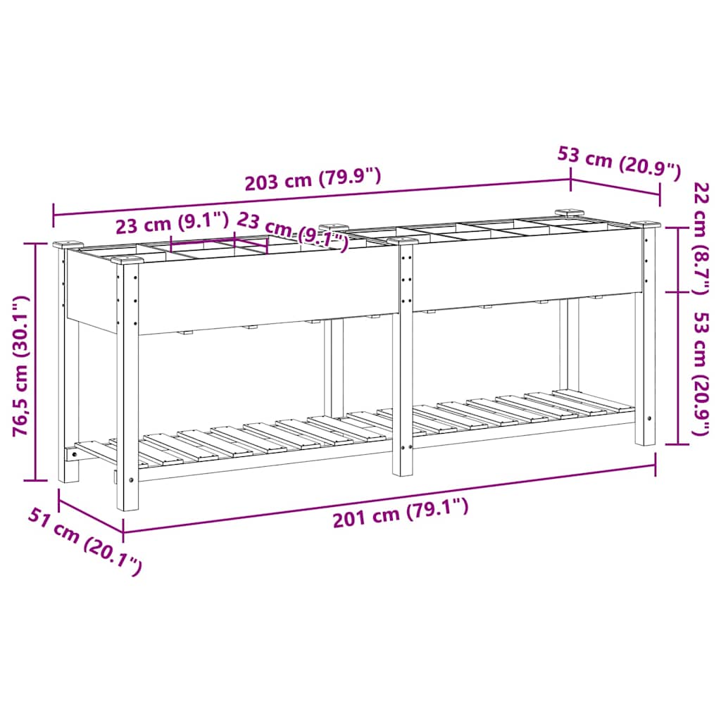 Garten-Pflanzgefäß mit Regal Beige 203,5 x 53 x 76,5 cm