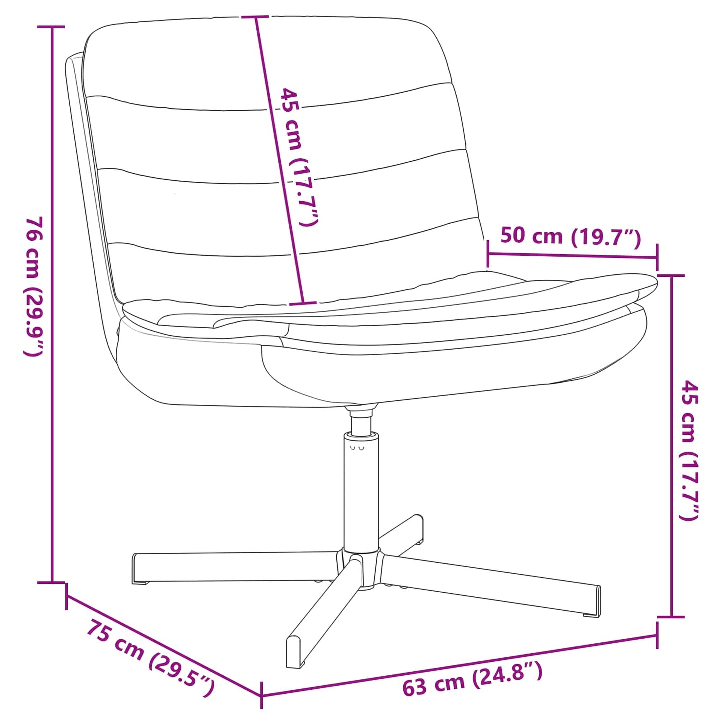 Drehstuhl Creme 63 x 75 x 76 cm Stoff