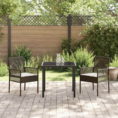 Gartenstuhl mit Kissen 2 pcs Braun 55 x 53 x 85 cm Poly-Rattan