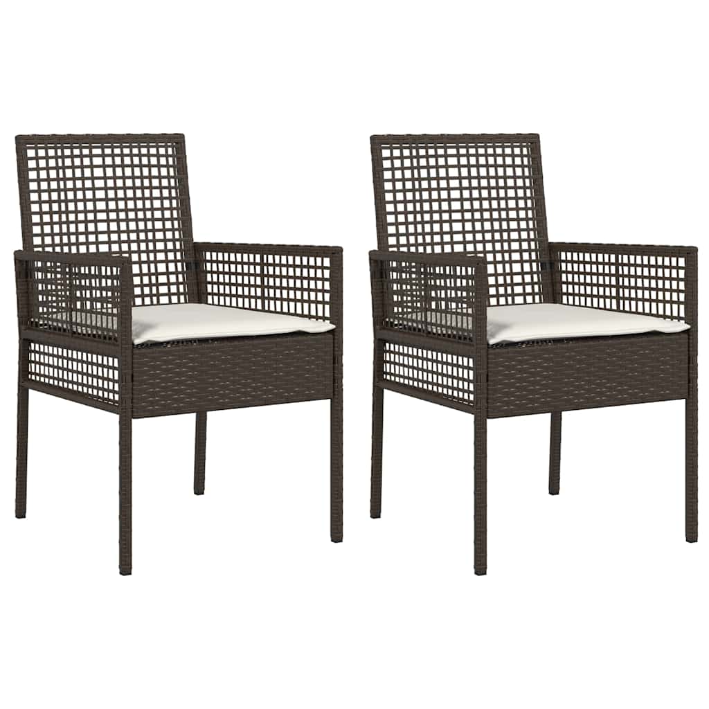 Gartenstuhl mit Kissen 2 pcs Braun 55 x 53 x 85 cm Poly-Rattan