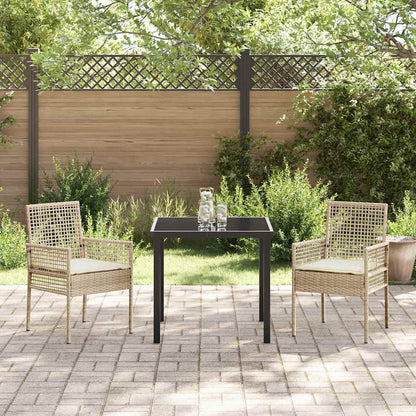 Gartenstuhl mit Kissen 2 pcs Beige 55 x 53 x 85 cm Poly-Rattan