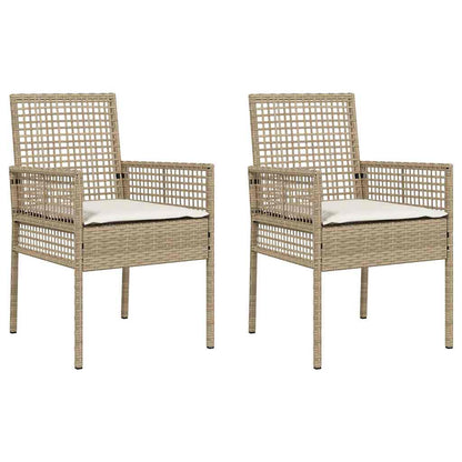 Gartenstuhl mit Kissen 2 pcs Beige 55 x 53 x 85 cm Poly-Rattan