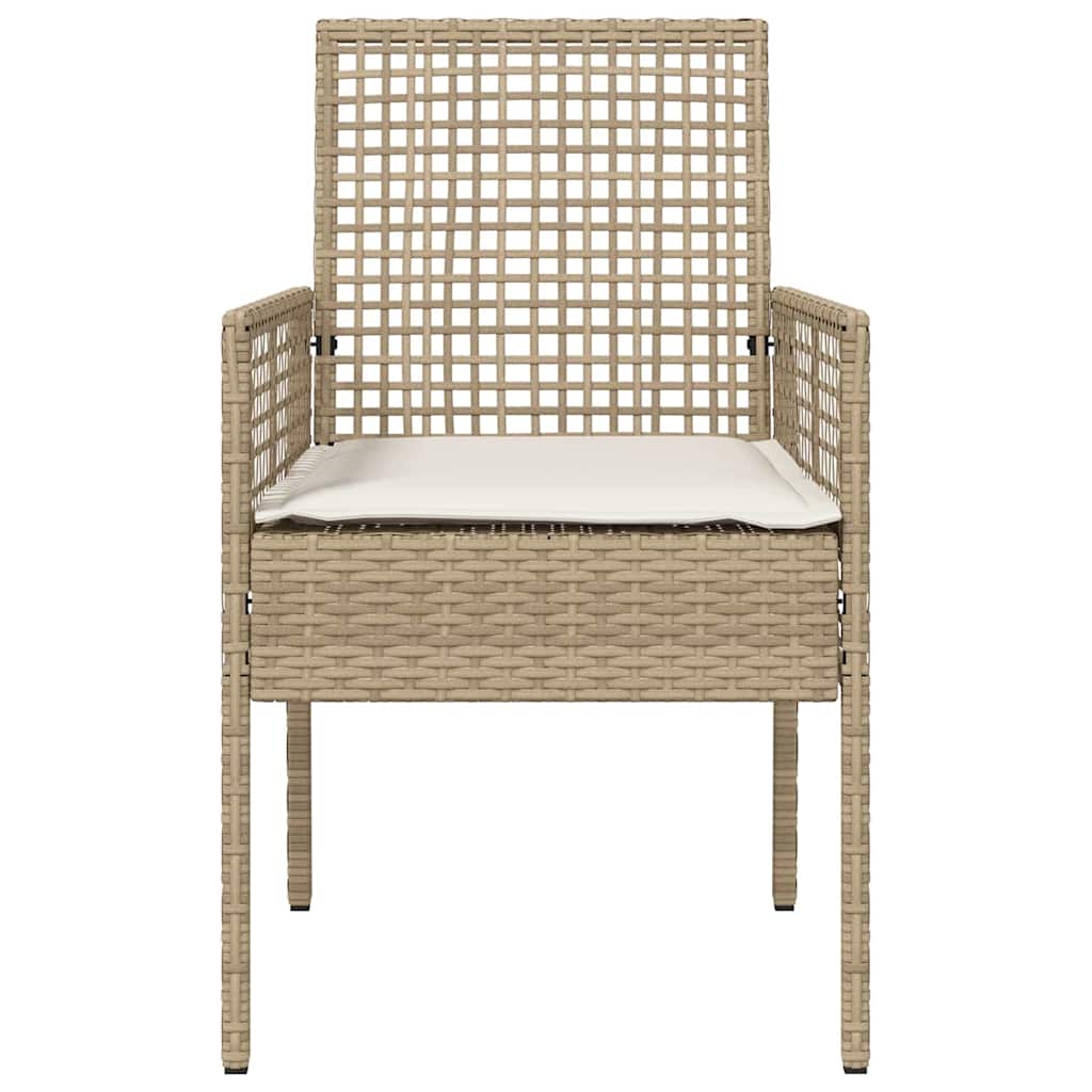 Gartenstuhl mit Kissen 2 pcs Beige 55 x 53 x 85 cm Poly-Rattan