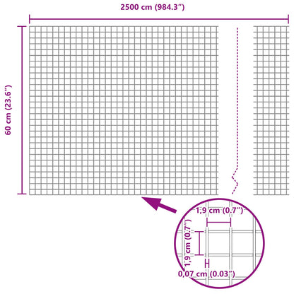 Geschweißter Drahtzaun Silber 0,6 x 25 m