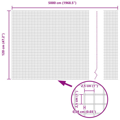 Geschweißter Drahtzaun Silber 1,2 x 50 m
