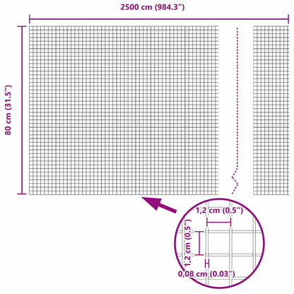Geschweißter Drahtzaun Grau 0,8 x 25 m