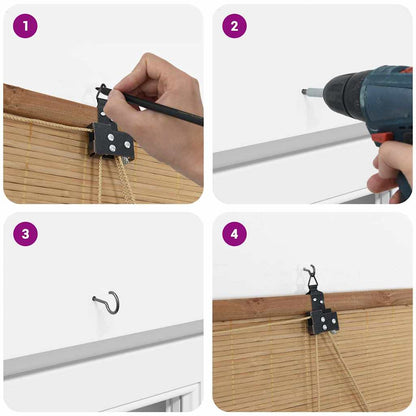 Rollo mit Vorhängen Braun 90 x 220 cm Bambus