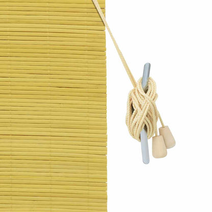 Rollo mit Vorhängen Gelb 80 x 160 cm Bambus