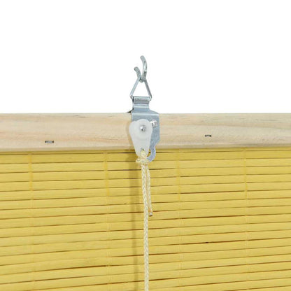 Rollo mit Vorhängen Gelb 80 x 160 cm Bambus