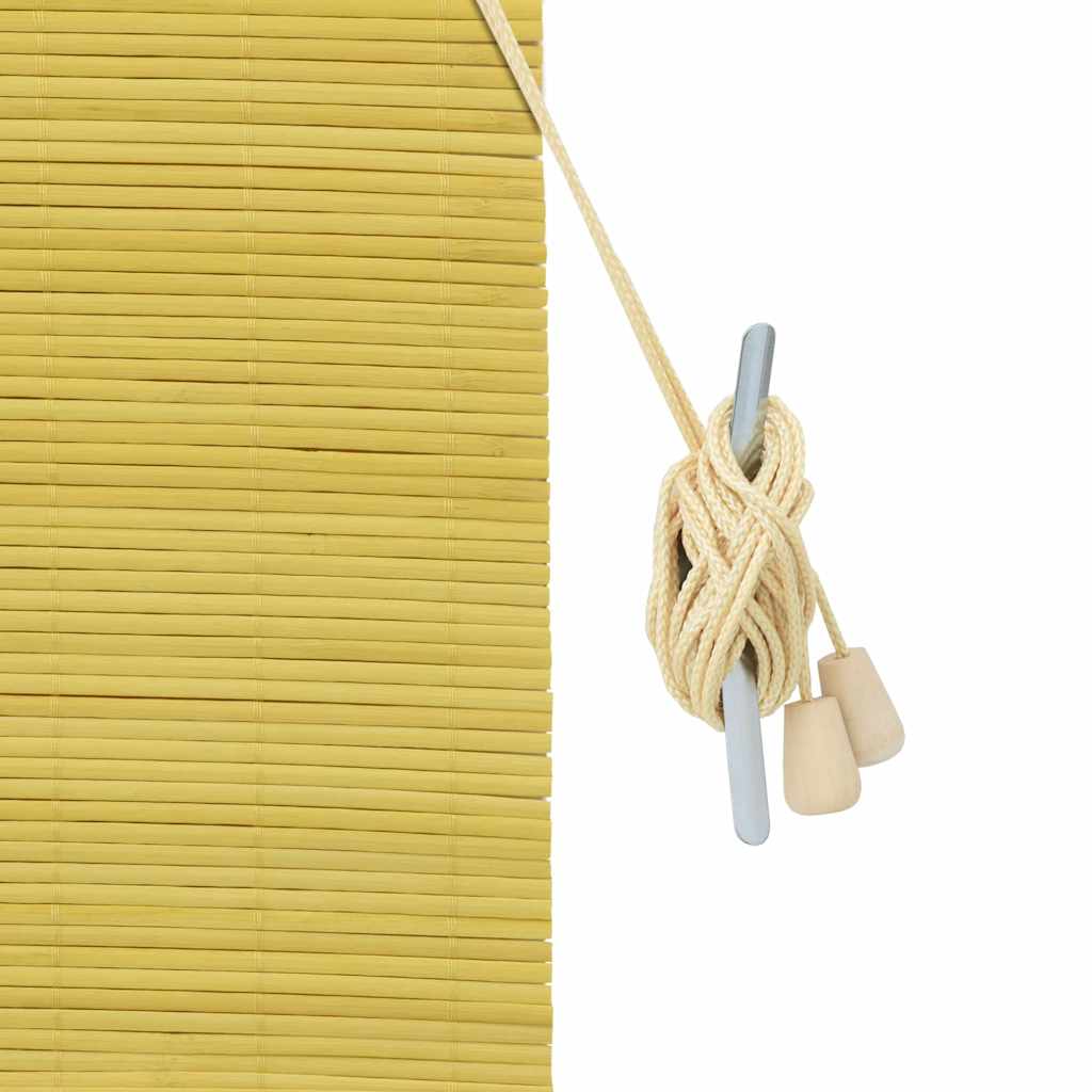 Rollo mit Vorhängen Gelb 80 x 220 cm Bambus