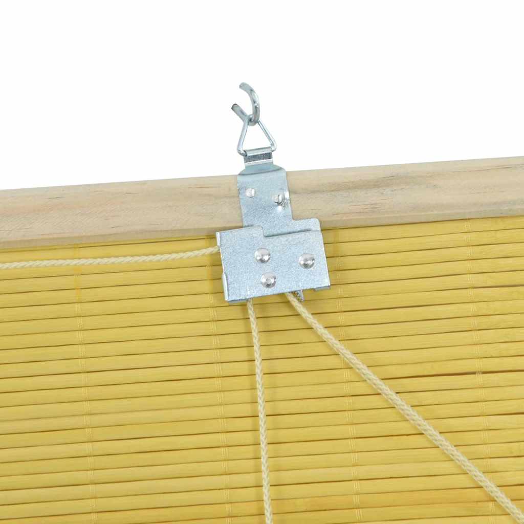 Rollo mit Vorhängen Gelb 100 x 220 cm Bambus