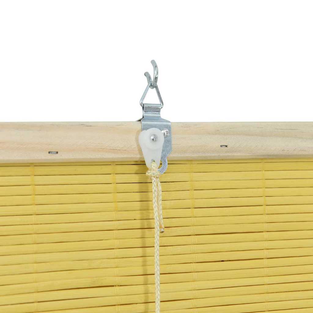 Rollo mit Vorhängen Gelb 100 x 220 cm Bambus