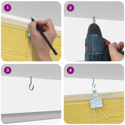 Rollo mit Vorhängen Gelb 100 x 220 cm Bambus