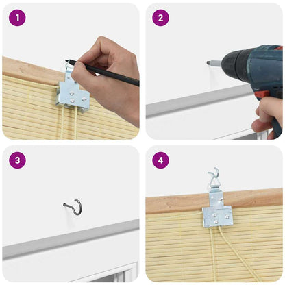 Rollo mit Vorhängen Natur 80 x 220 cm Bambus