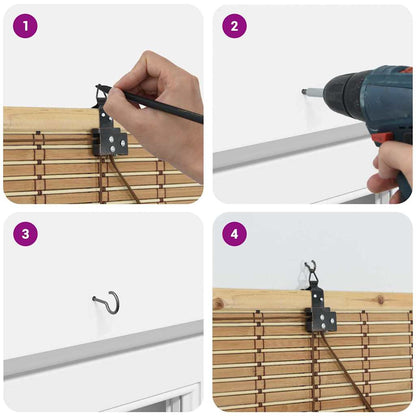 Rollo mit Vorhängen Natur 110 x 220 cm Bambus