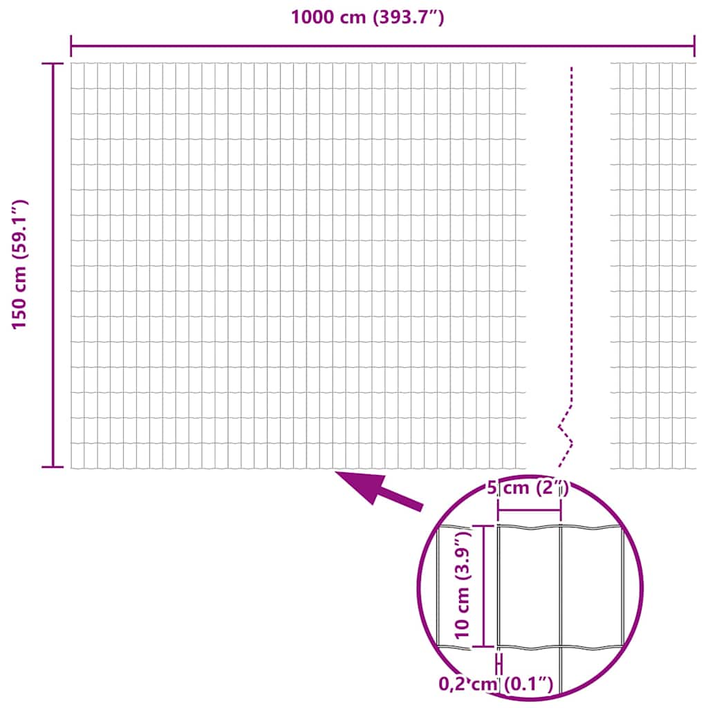 Eurozaun Grün 1,5 x 10 m PVC-beschichtetes Eisen