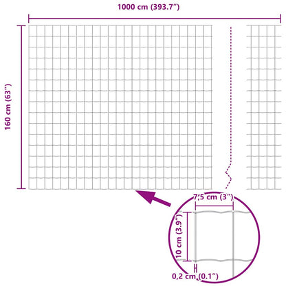 Eurozaun Grün 1,6 x 10 m PVC-beschichtetes Eisen