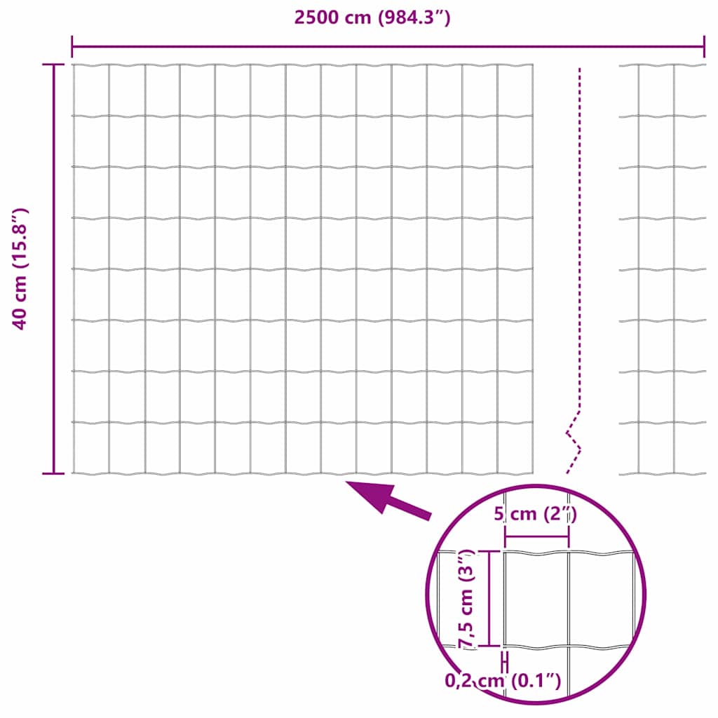 Eurozaun Grün 0,4 x 25 m PVC-beschichtetes Eisen