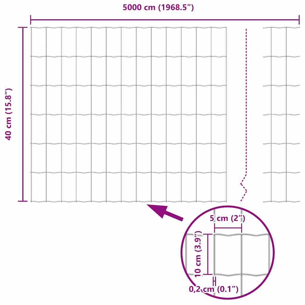 Eurozaun Grün 0,4 x 50 m PVC-beschichtetes Eisen