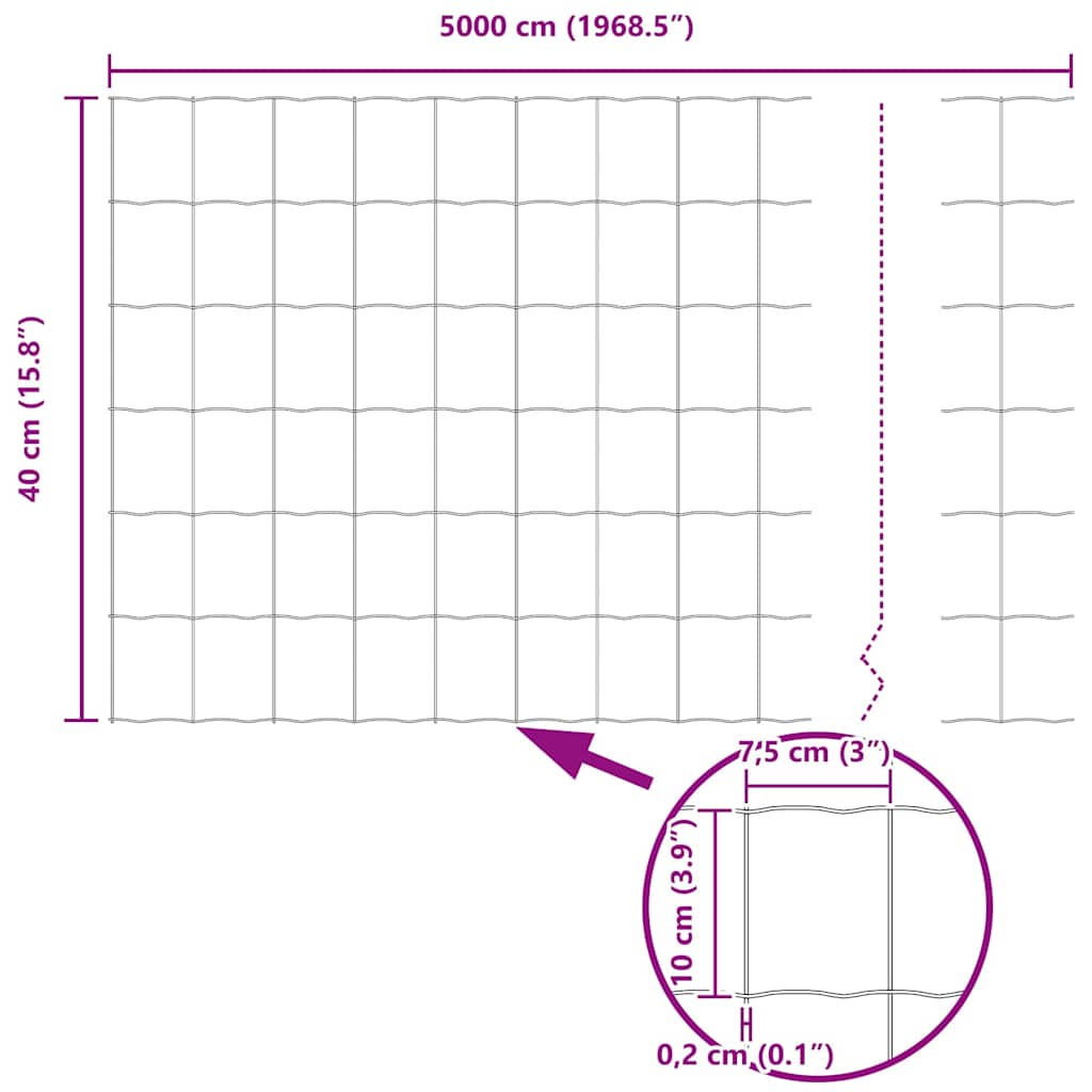 Eurozaun Grün 0,4 x 50 m PVC-beschichtetes Eisen