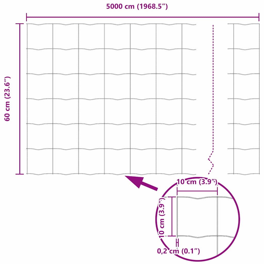 Eurozaun Grün 0,6 x 50 m PVC-beschichtetes Eisen