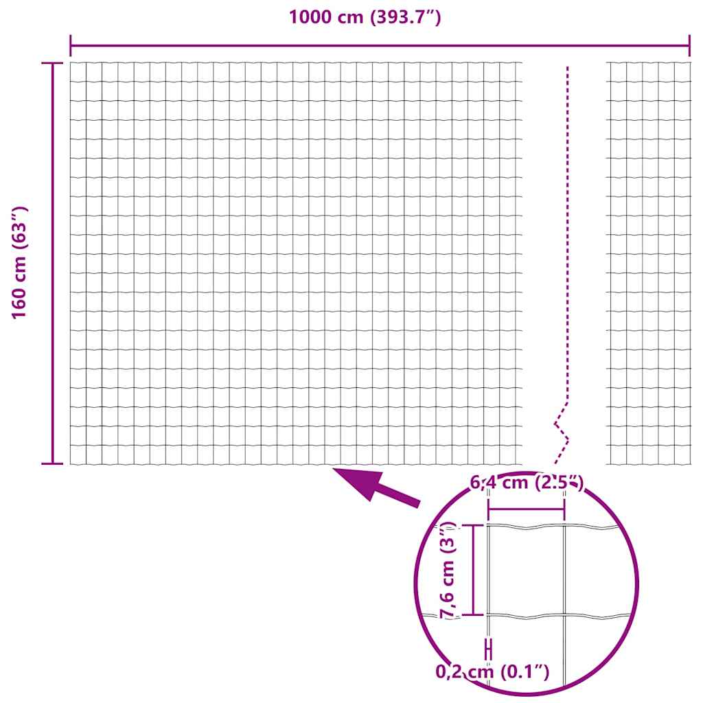 Eurozaun Grün 1,6 x 10 m PVC-beschichtetes Eisen