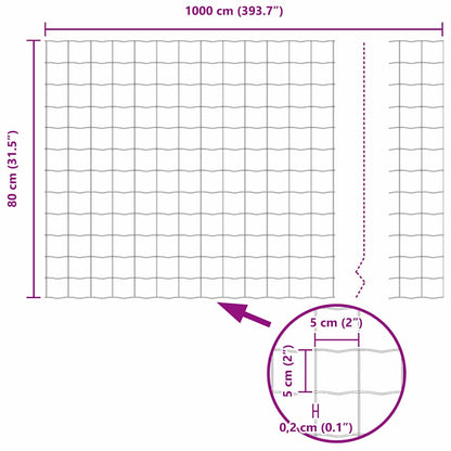 Eurozaun Grau 0,8 x 10 m PVC-beschichtetes Eisen